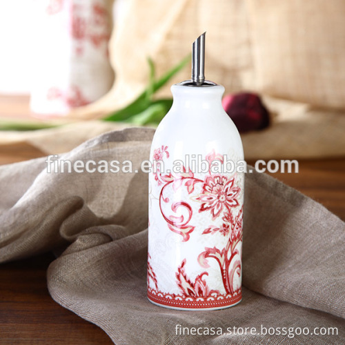 Elegant Fine New Bone China Oil and Vinegar 2 in 1 Bottles and Ceramic Salt Pepper Holder of Oriental Manor